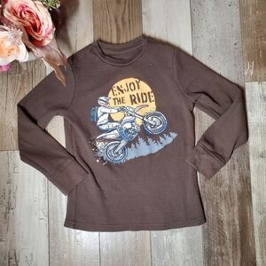 365KIDS from Garanimals Brown Waffle Knit Enjoy the Ride Long Sleeve Shirt Sz 7